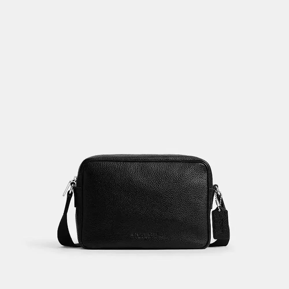 NWT Coach Colton Crossbody Bag 25 CES86 Silver/Black Refined pebble leather